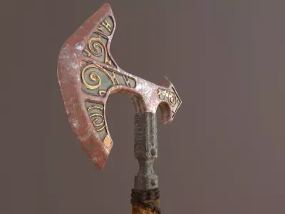 Battle Axe Tris Textured Low-poly 3D model