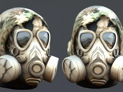 Gas mask helmet 3d model military combat Low-poly 3D model Low-poly 3D model get
