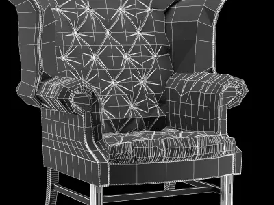 CHESTERFIELD HIGH BACK WING CHAIR Low-poly 3D model