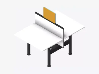 Desk - Double - Officetec - Modela - Linear - Fixed Height Low-poly 3D model
