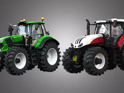 Deutz Fahr - Steyr Terrus Tractors - 2 in 1 3D Model Pack