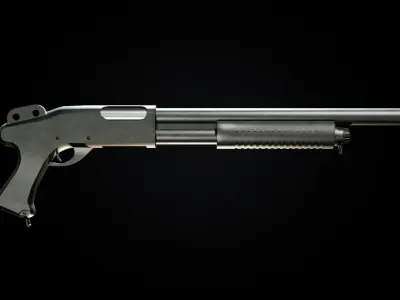 Pump action Shotgun Low-poly 3D model purchase