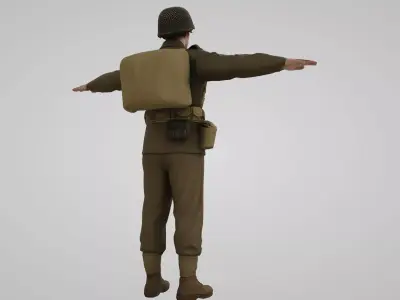  old American soldier 3D model 3D model