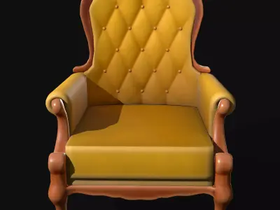 Stylized Armchair Retro Low-poly 3D model
