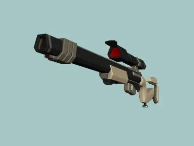 Sci-Fi Sniper Rifle 02 - Golden Luxury Gun Low-poly 3D model