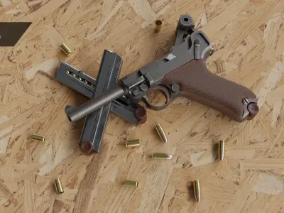 Luger P08  Low-poly 3D model