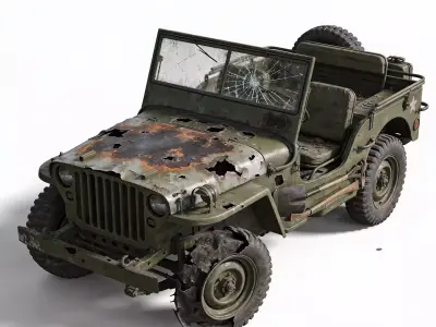 Destroyed Military Vehicles  WWII Battlefield 3D Collection 3D Model Pack