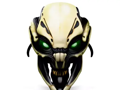 SciFi Alien Robot Head High Detail Low-poly 3D model