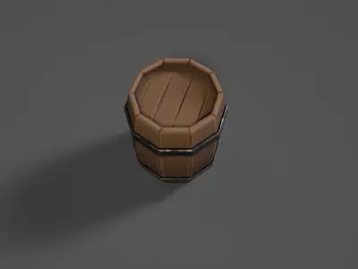 Stylized Medieval Barrel Low-poly 3D model