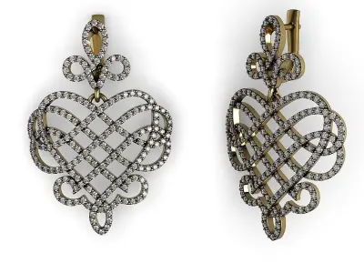 Vintage Diamond Earrings 3D print model