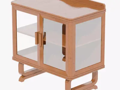 Antique Timber Low Display Shelf Carpentered Craft Malaysia 3D model