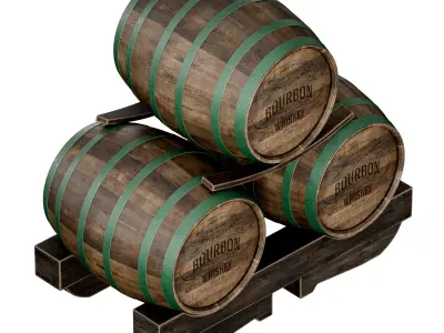 Wooden barrels 3D model shop