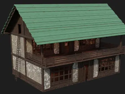 Old Medieval Building 4K Textures GameReady 133 Low-poly 3D model