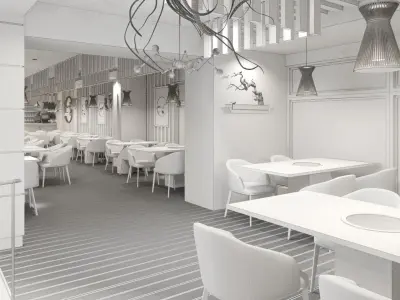 Korean Restaurant full interiors 6 cams 3D model