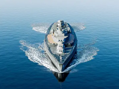 Battleship-Carrier Hybrid Low-poly 3D model