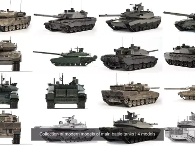 Collection of modern models of main battle tanks 3D Model Pack