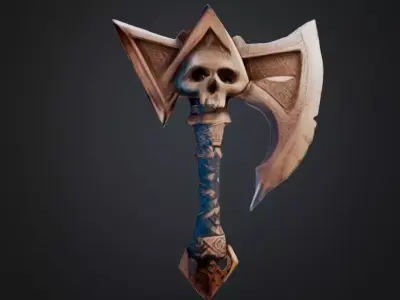 Skull blade axe Low-poly 3D model