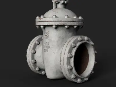 Industrial gate valve  Low-poly 3D model