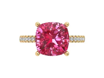 Cushion Solitaire Ring 3D print model