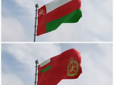 Animated Oman Flags 3D model