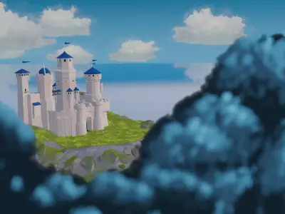 Medival castle Low-poly 3D model