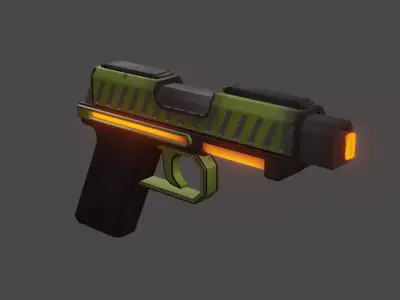 Sci-fi pistol Low-poly 3D model 4
