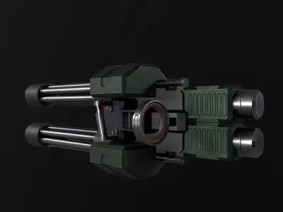 Futuristic Twin Minigun PBR Low-poly 3D model