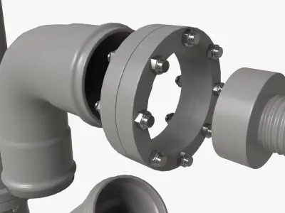 Plastic Pipes with Fittings Set 3D model