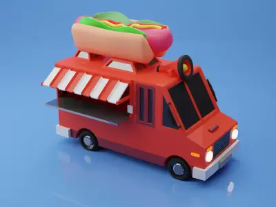Low-poly Food Truck Model 3D model