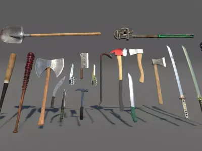 Zombie Melee Weapons Bundle Low-poly 3D model