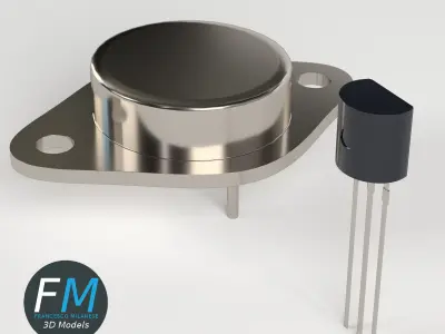 Transistors electronic component and circuit board Low-poly 3D model