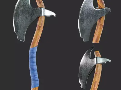 Battle Axe Low-poly 3D model 32
