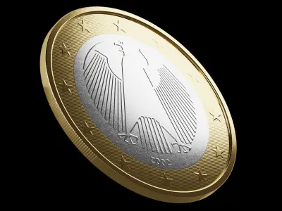Free One Euro coin Hight Model-PBR textures Free low-poly 3D model