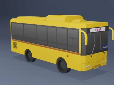 Yellow Thai bus Low poly v03 Low-poly 3D model