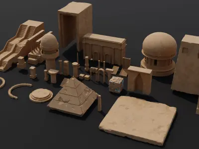 Ancient Temple 2 Low-poly 3D model