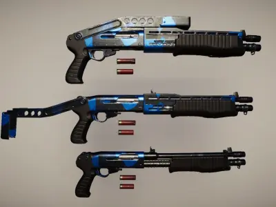 AAA Spas12 and Unity Camo shaders Low-poly 3D model