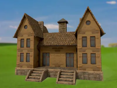 House homestead villa PBR  game ready Low-poly 3D model purchase