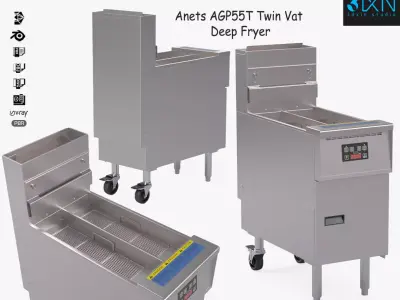 Anets AGP55T Twin Vat  Deep Fryer 3D model