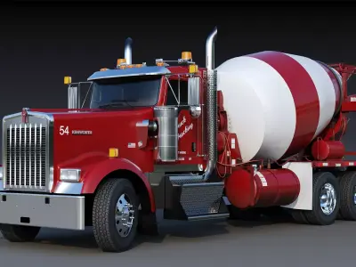 Kenworth W900 Concrete Mixer Low-poly 3D model