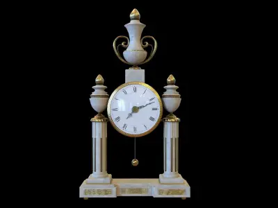 Antique White Clock made of Marble and Gold 3D model