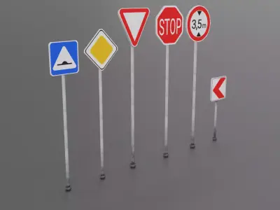 City Road Signs Part 2 Low-poly 3D model