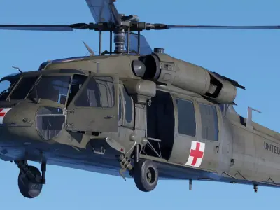 UH-60 Blackhawk Fully-Rigged Animated Game Ready 2 Skins Low-poly 3D model