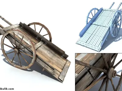 Low Poly Wild West Cart Low-poly 3D model