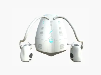 Jetpack I01 White Blue - SciFi Character Design Low-poly 3D model