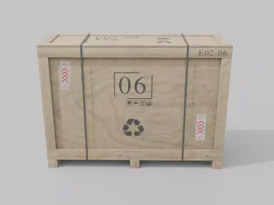 Tall Narrow Wooden Crate - Customizable Shipping Box Low-poly 3D model