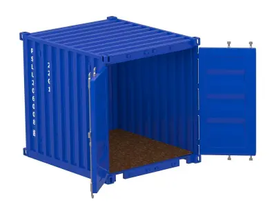 8ft Shipping Container blue 3D model