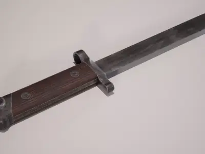 WW2 Italian Carcano M38 Bayonet Low-poly 3D model