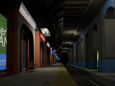 VR Metro Station Low-poly 3D model