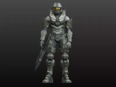 Futuristic Assault Warrior STL Elite Soldier 3D Model 3D print model