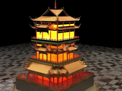 Chinese ancient tower  3D model get